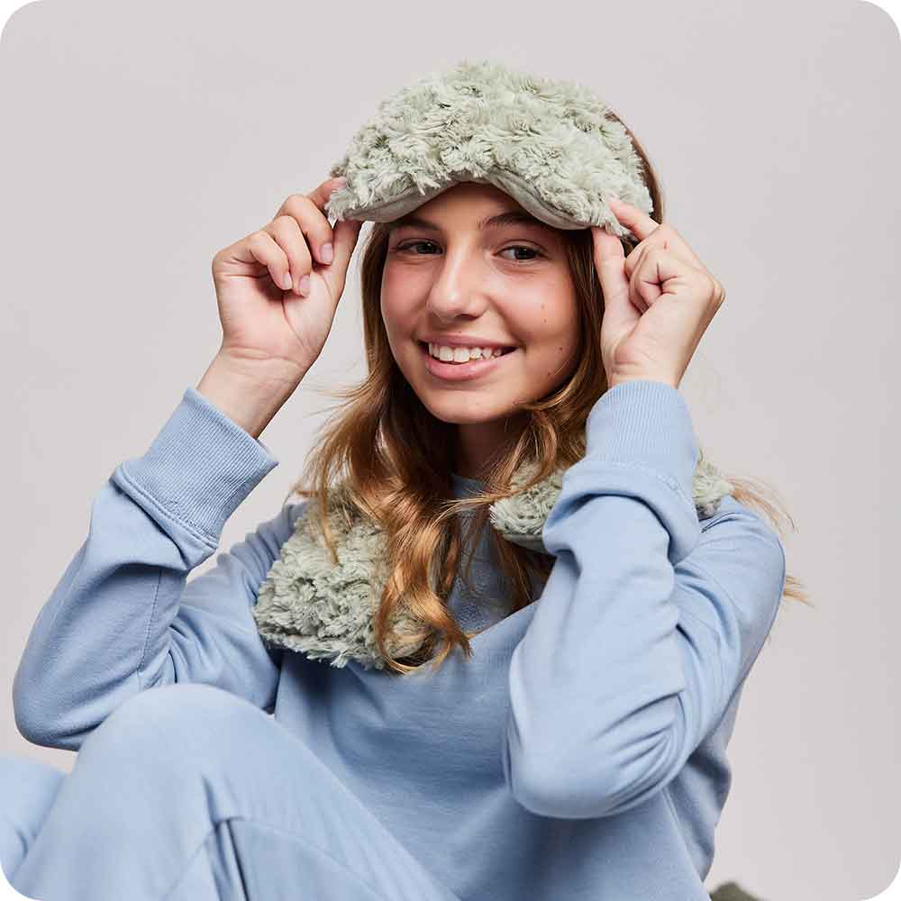 Curly Sage Green Eye Mask Warmies - Travel Ready