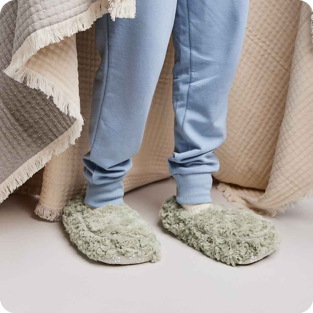 Curly Sage Green Slippers Warmies® - Clean Mood