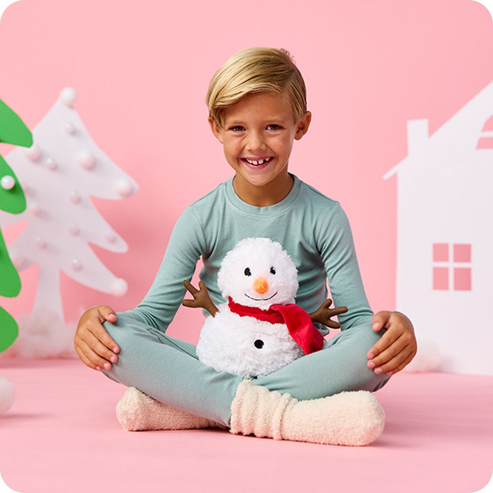 Red Scarf Snowman Warmies - Home Glow